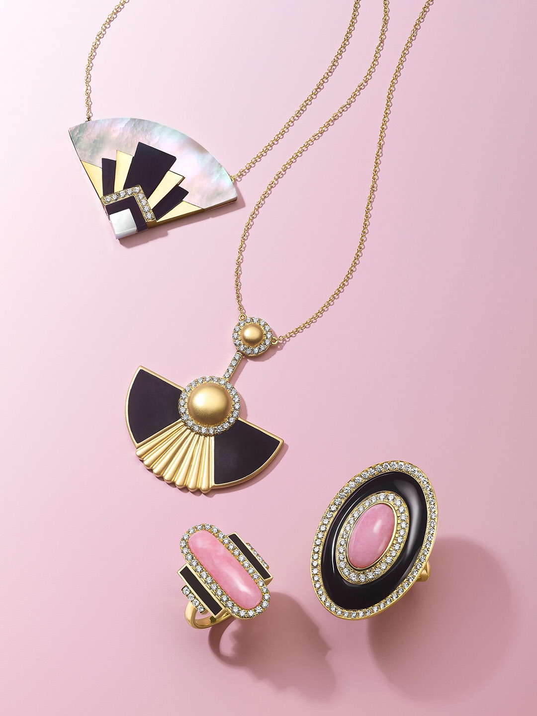 Digging into the archives for a bold interplay of color, form, and contrast. Pink opal,…
