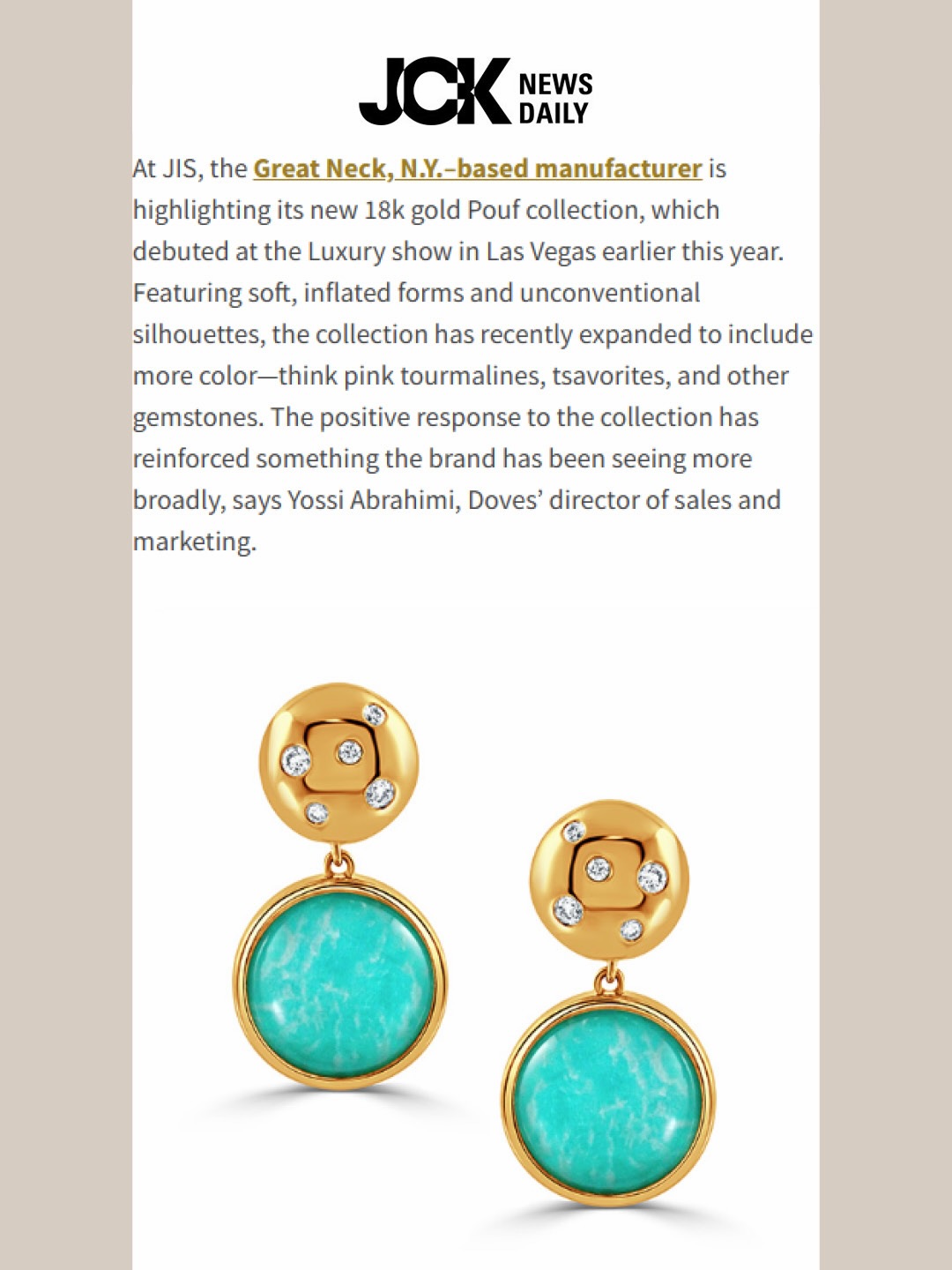 The POUF collection featured in @jckmagazine News Daily, in a special feature ahead of…